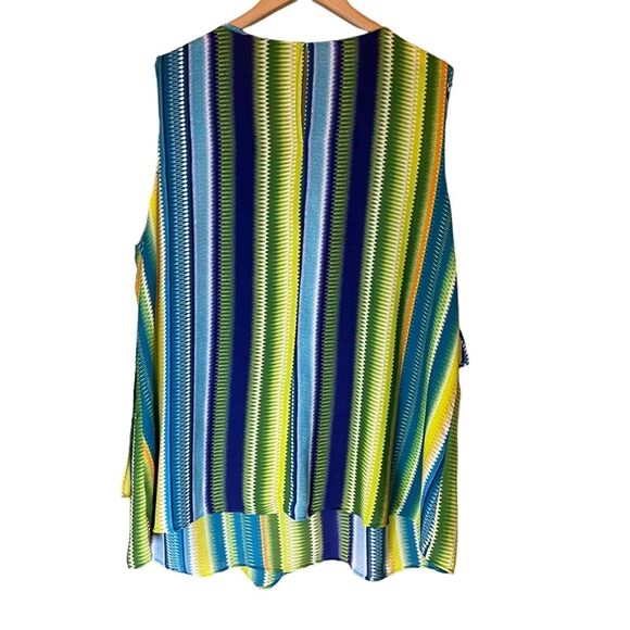 Worthington Sleeveless Blue, Green and Yellow Striped Layered Top Size 2X‎ - Picture 2 of 7